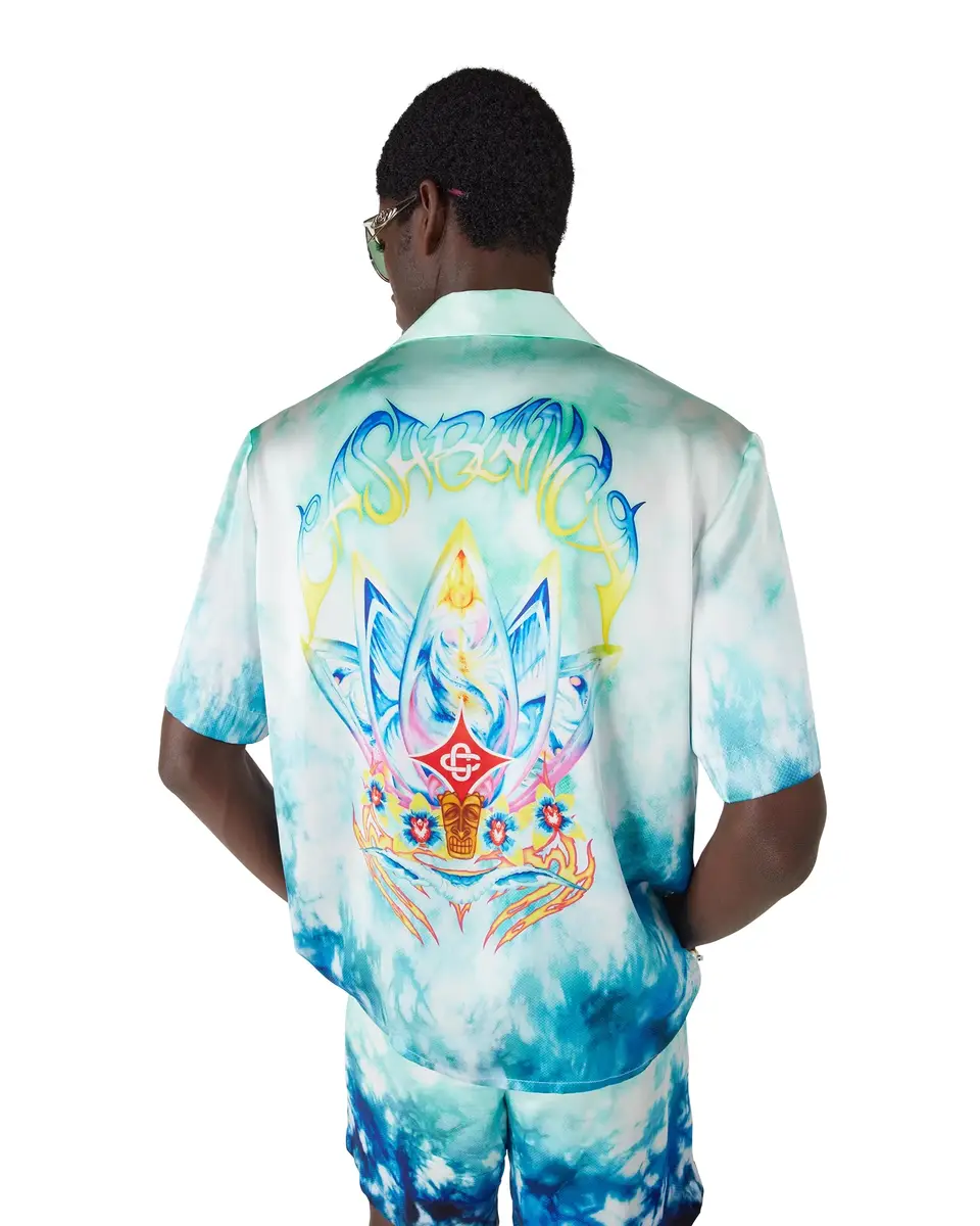 Casablanca Surf Lotus Short Sleeve Silk Shirt | Thumbnail 5 Casablanca Surf Lotus Short Sleeve Silk Shirt | Thumbnail 5