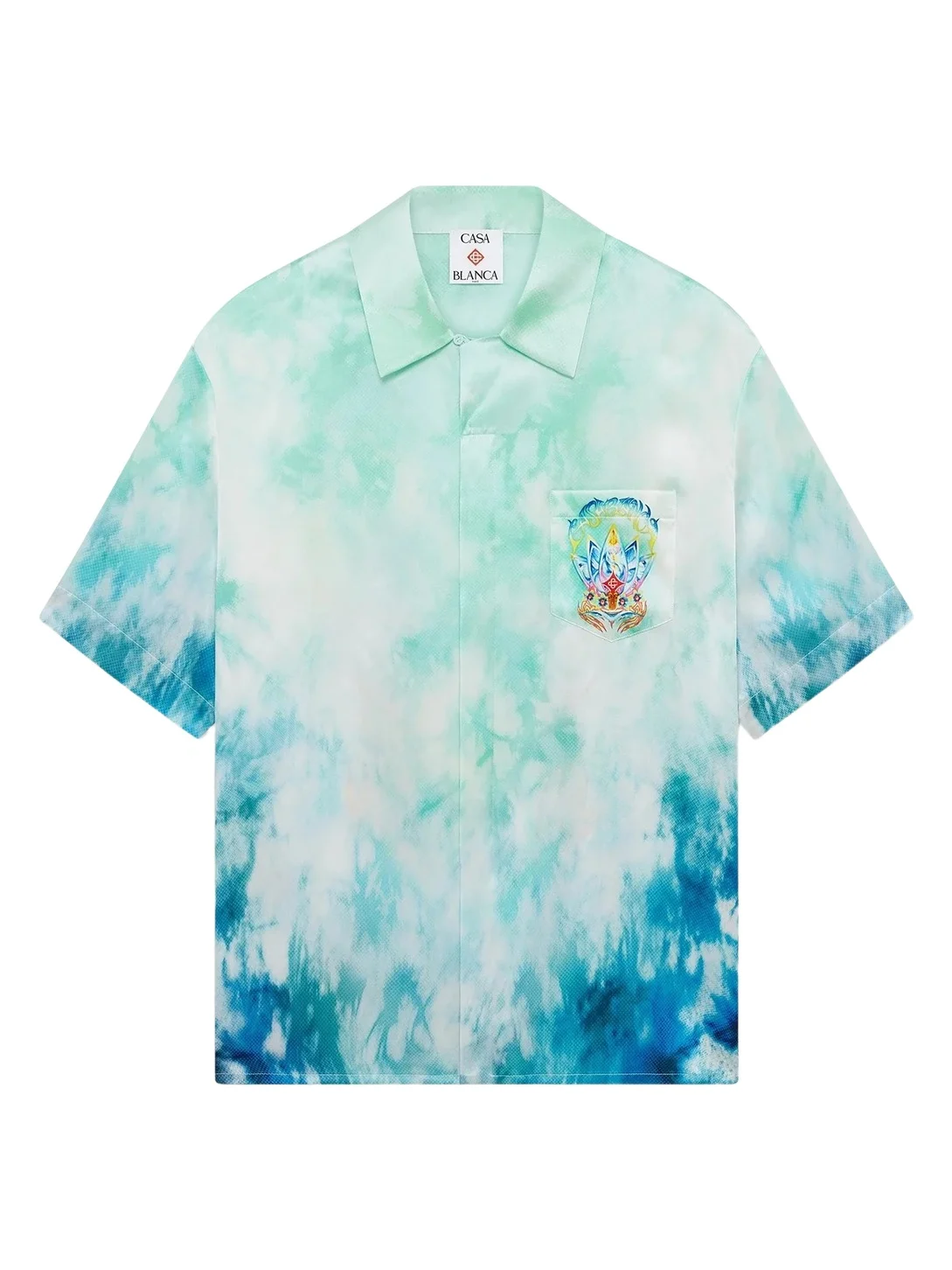Casablanca Surf Lotus Short Sleeve Silk Shirt