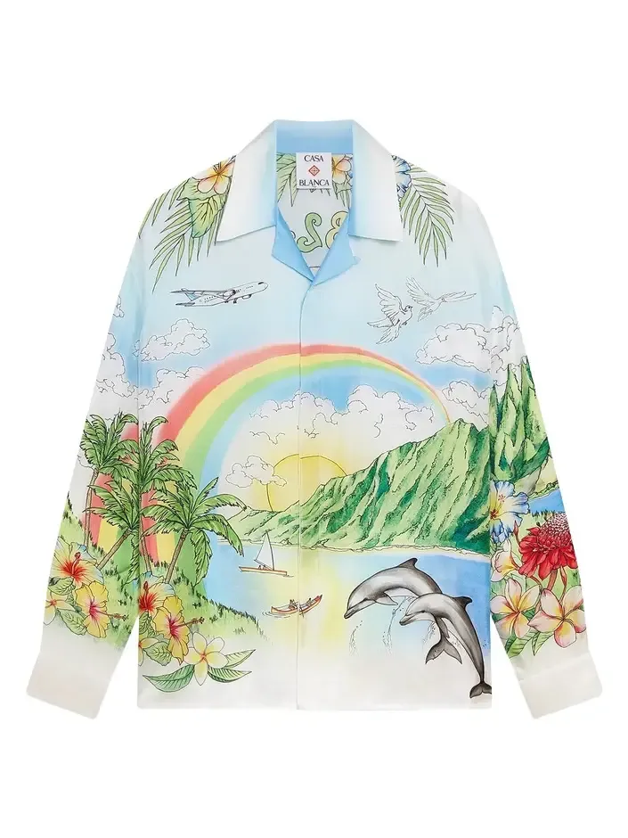 Casablanca Aloha Long Sleeve Silk Shirt