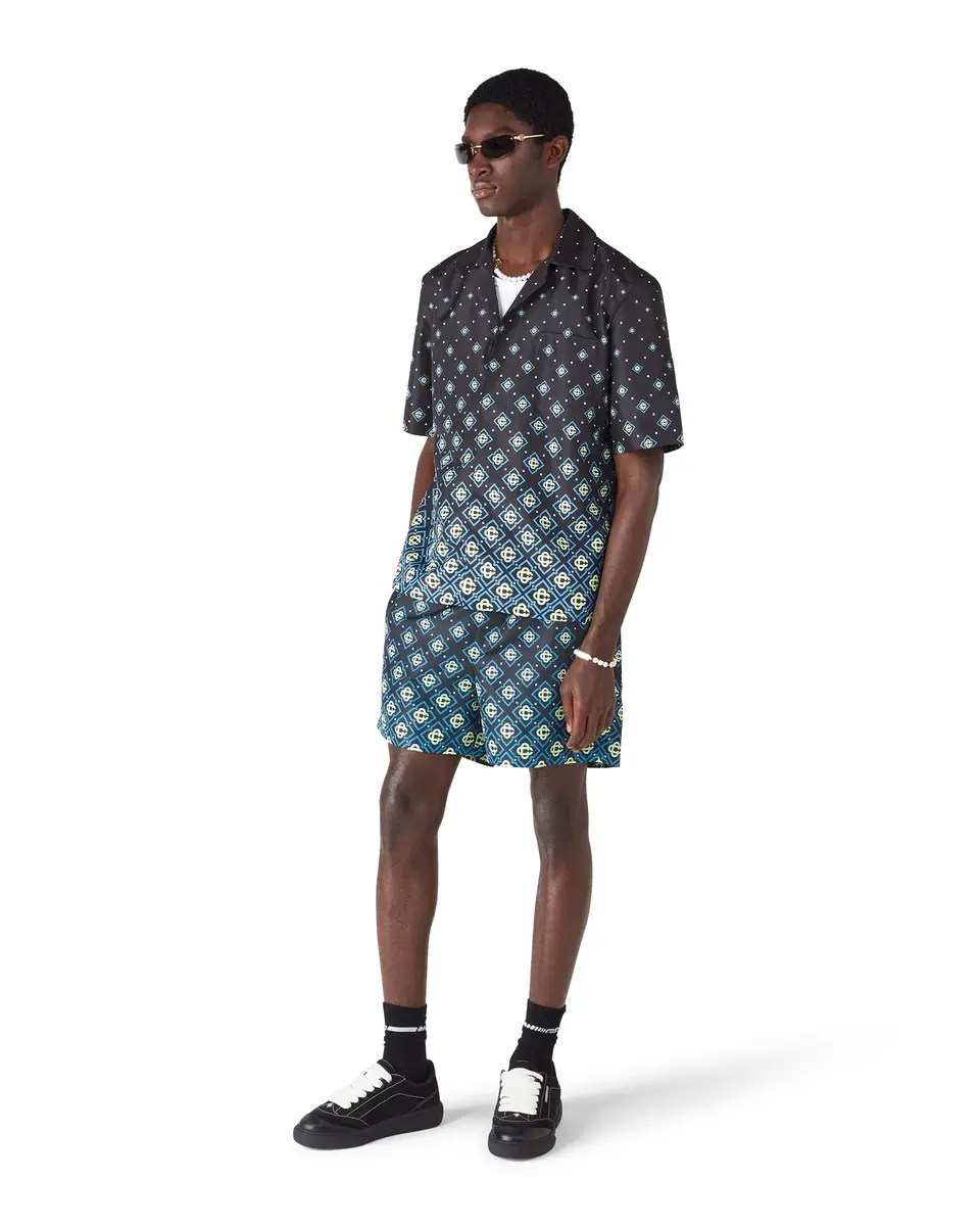 Casablanca Degrade Monogram Short Sleeve Swimwear in Black | Thumbnail 2