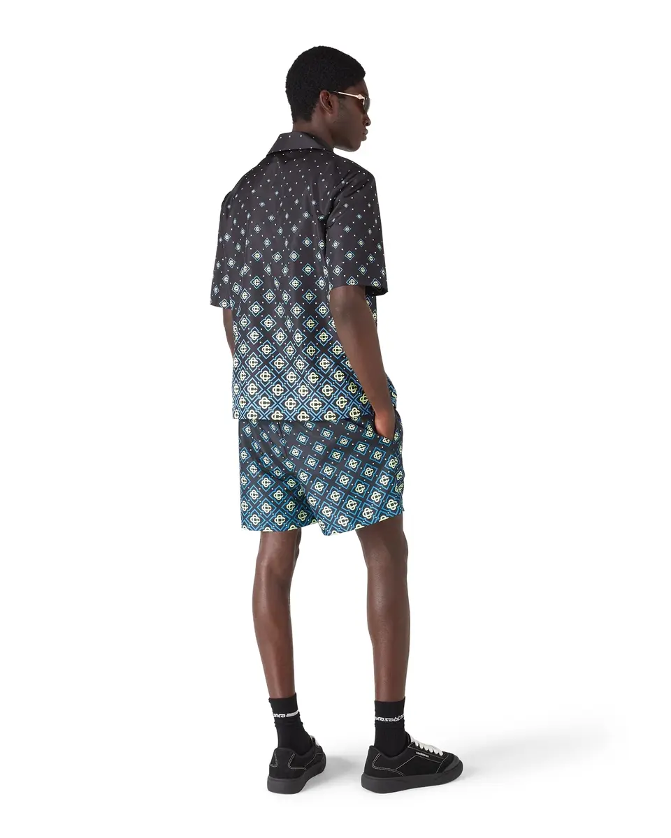Casablanca Degrade Monogram Short Sleeve Swimwear in Black | Thumbnail 3