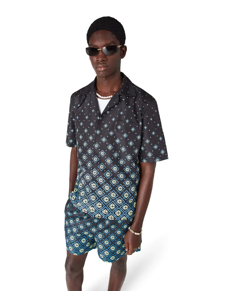 Casablanca Degrade Monogram Short Sleeve Swimwear in Black | Thumbnail 4