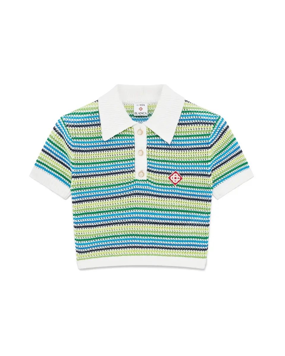 Casablanca Stripe Short Sleeve Polo Shirt