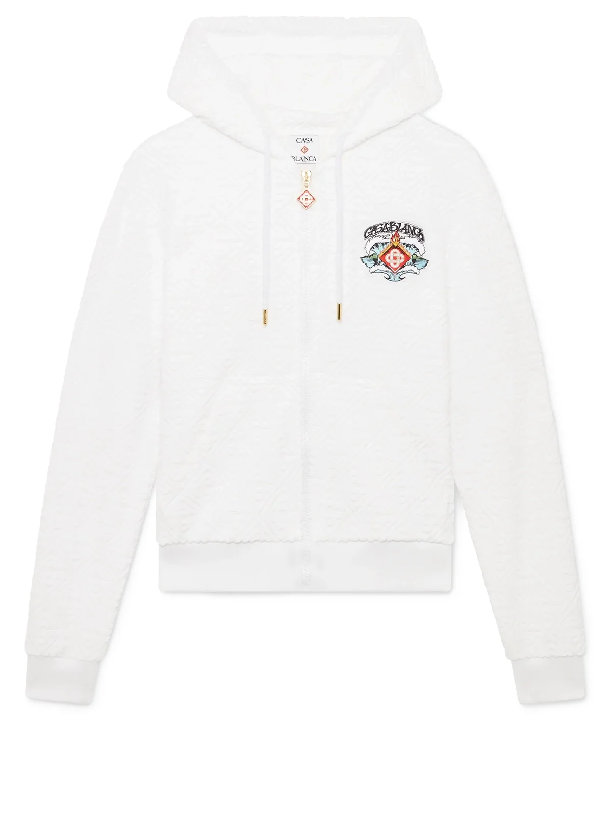 Casablanca Waves Monogram Towelling Zip-Up Hooded Sweatshirt