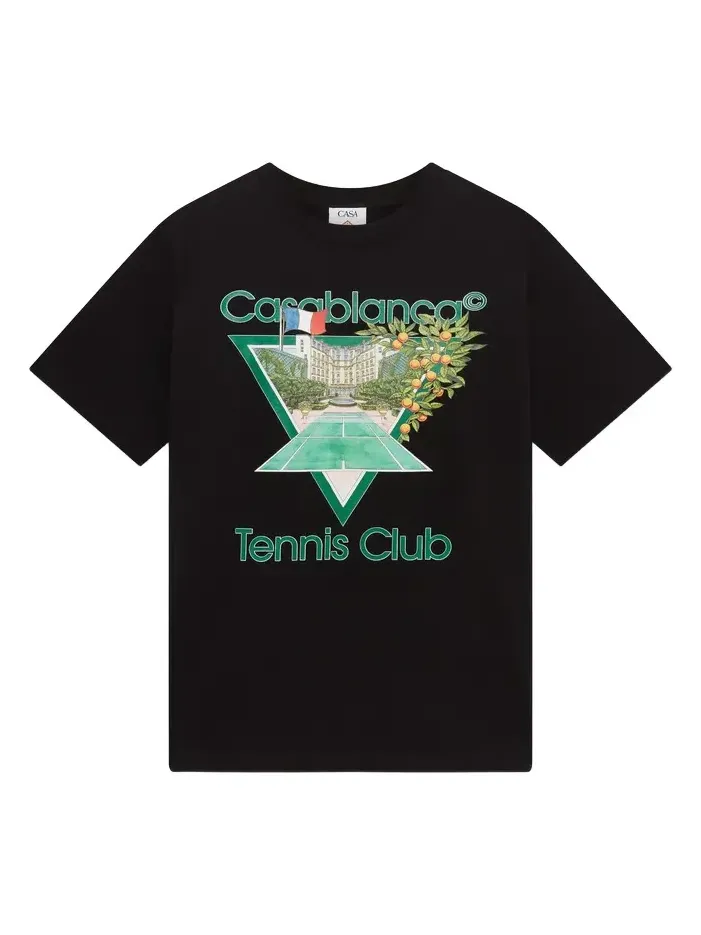Casablanca Black Tennis Club Icon Short Sleeve T-Shirt