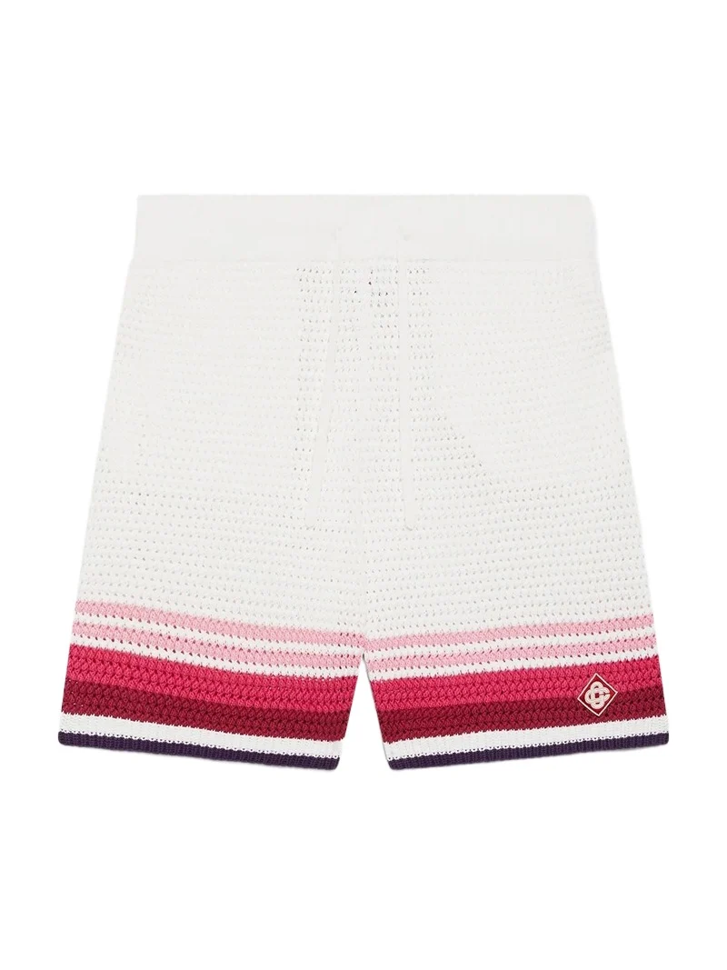 Casablanca White & Pink Striped Crochet Shorts