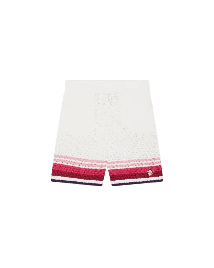 White & Pink Striped Crochet Shorts White & Pink Striped Crochet Shorts