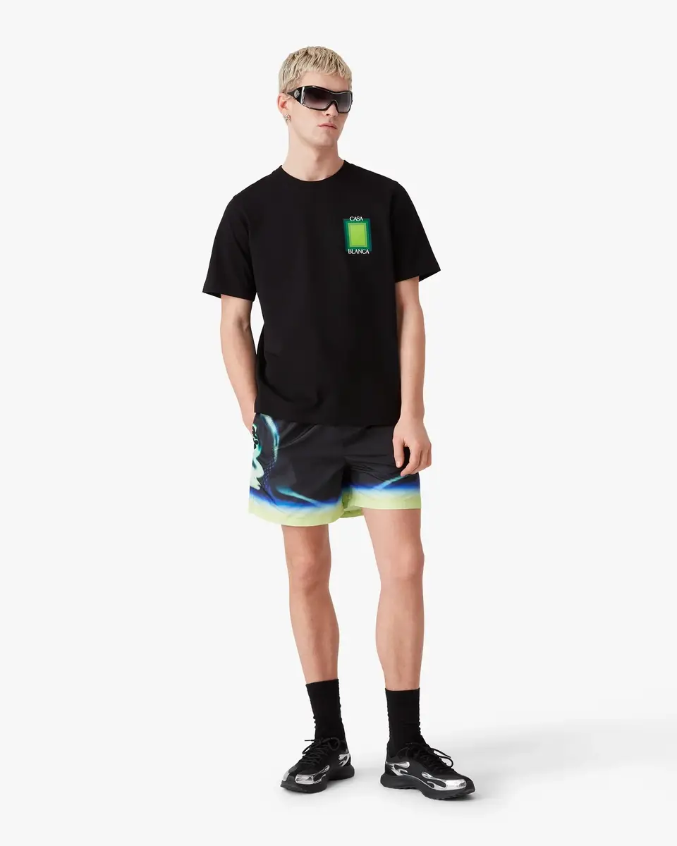 Casablanca Square Logo Short Sleeve T-Shirt in Green | Thumbnail 2 Casablanca Square Logo Short Sleeve T-Shirt in Green | Thumbnail 2