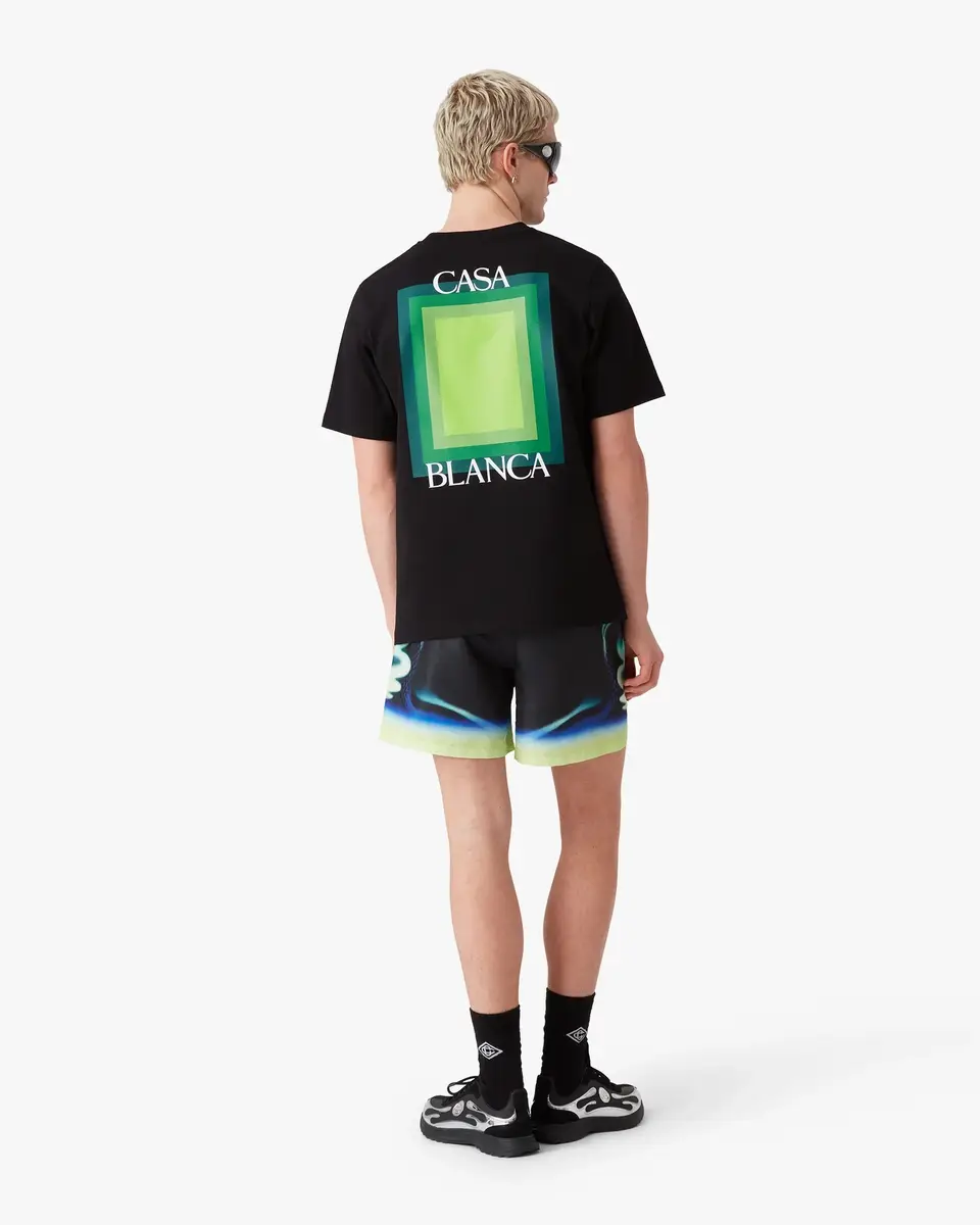 Casablanca Square Logo Short Sleeve T-Shirt in Green | Thumbnail 3 Casablanca Square Logo Short Sleeve T-Shirt in Green | Thumbnail 3