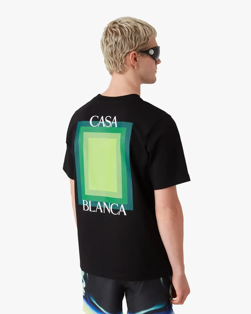 Casablanca Square Logo Short Sleeve T-Shirt in Green | Thumbnail 4 Casablanca Square Logo Short Sleeve T-Shirt in Green | Thumbnail 4