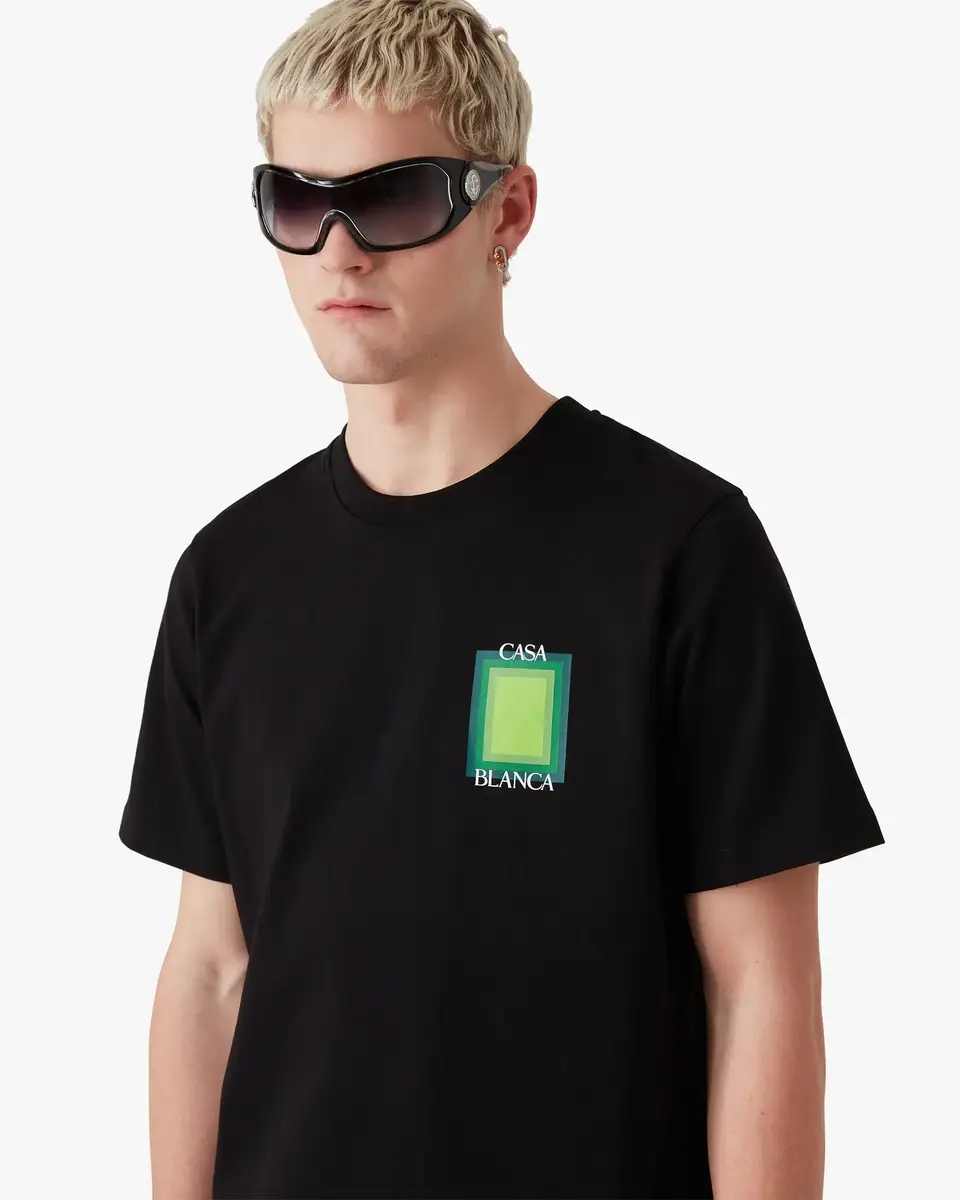 Casablanca Square Logo Short Sleeve T-Shirt in Green | Thumbnail 5 Casablanca Square Logo Short Sleeve T-Shirt in Green | Thumbnail 5