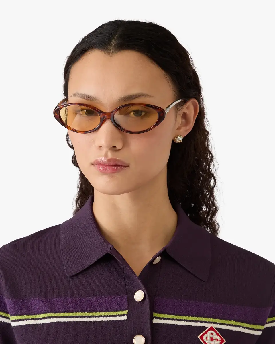 Casablanca Yellow Oval Curve Sunglasses | Thumbnail 2