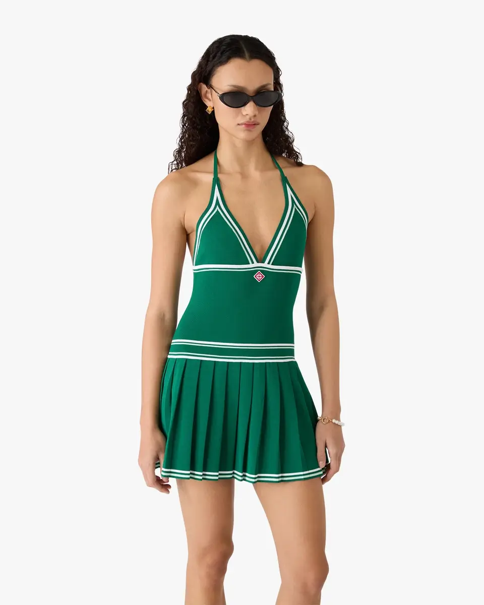 Casablanca Green Pleated Halter Mini Dress | Thumbnail 4 Casablanca Green Pleated Halter Mini Dress | Thumbnail 4