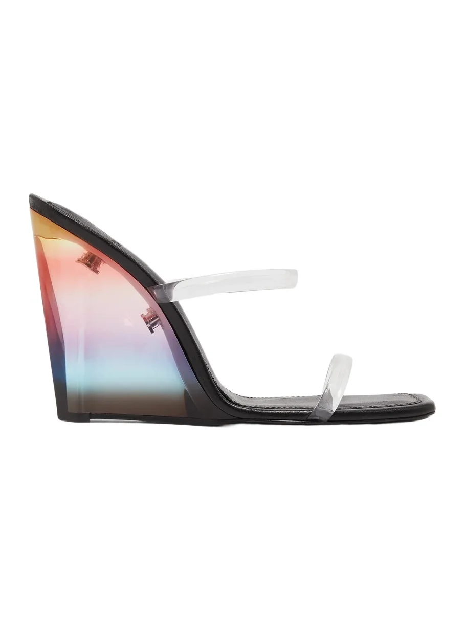 Casablanca Black Plexi Heeled Wedge Sandals