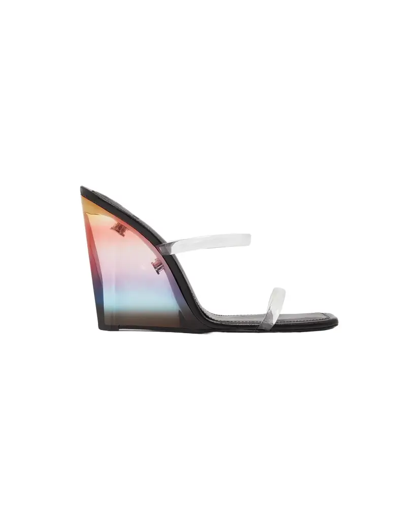 Casablanca Black Plexi Heeled Wedge Sandals