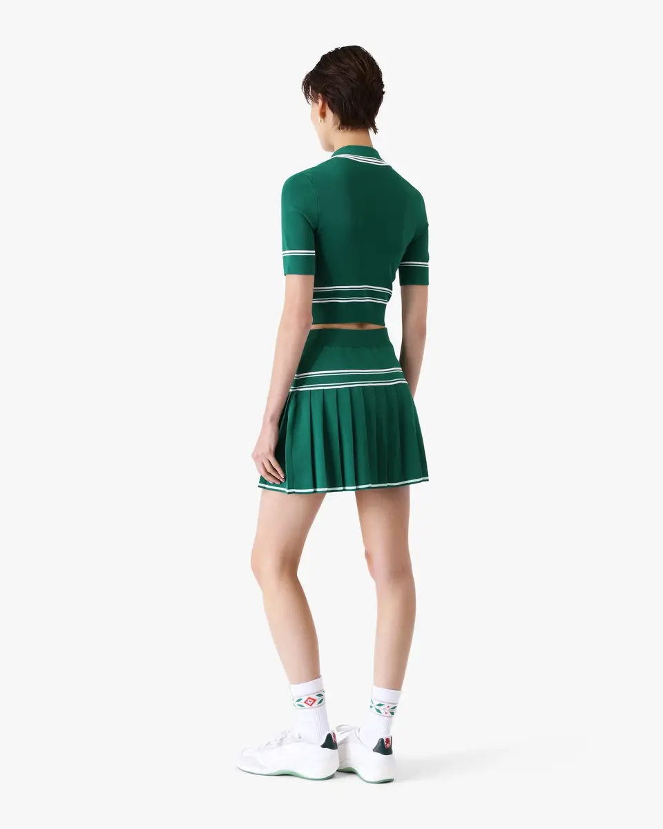 Casablanca Green Cropped Knit Polo Shirt | Thumbnail 3