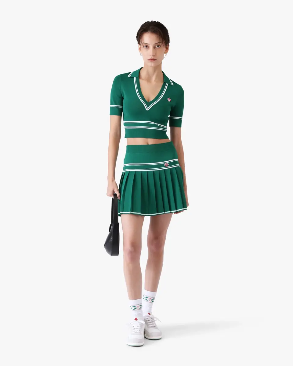 Casablanca Green Pleated Knit Mini Skirt | Thumbnail 2 Casablanca Green Pleated Knit Mini Skirt | Thumbnail 2