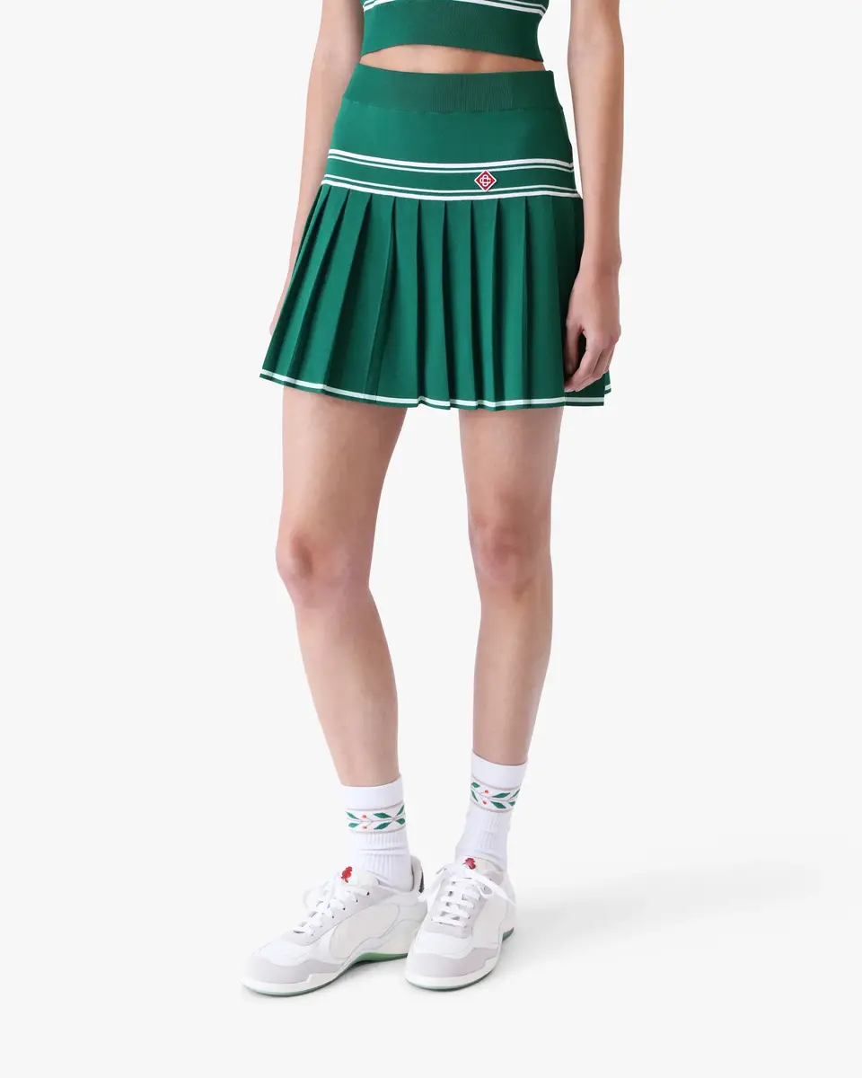 Casablanca Green Pleated Knit Mini Skirt | Thumbnail 4 Casablanca Green Pleated Knit Mini Skirt | Thumbnail 4