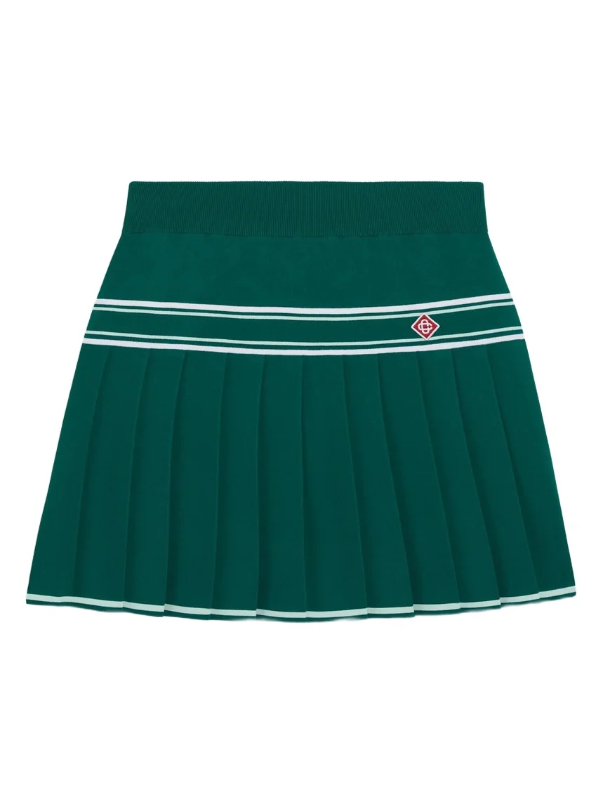 Casablanca Green Pleated Knit Mini Skirt