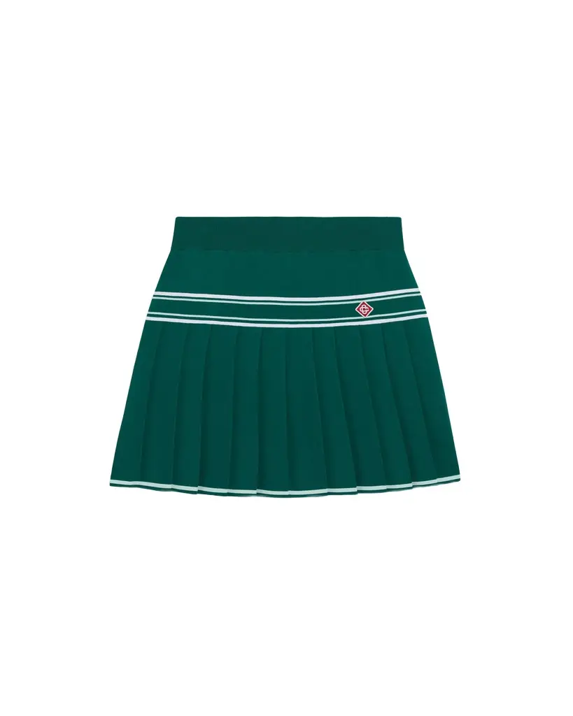Casablanca Green Pleated Knit Mini Skirt