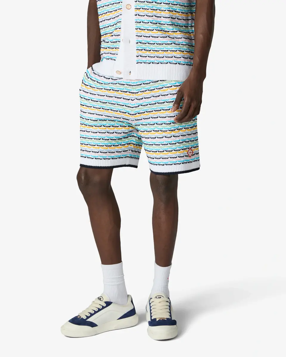 Casablanca Multicolour Crochet Tuck Stitch Shorts | Thumbnail 4 Casablanca Multicolour Crochet Tuck Stitch Shorts | Thumbnail 4