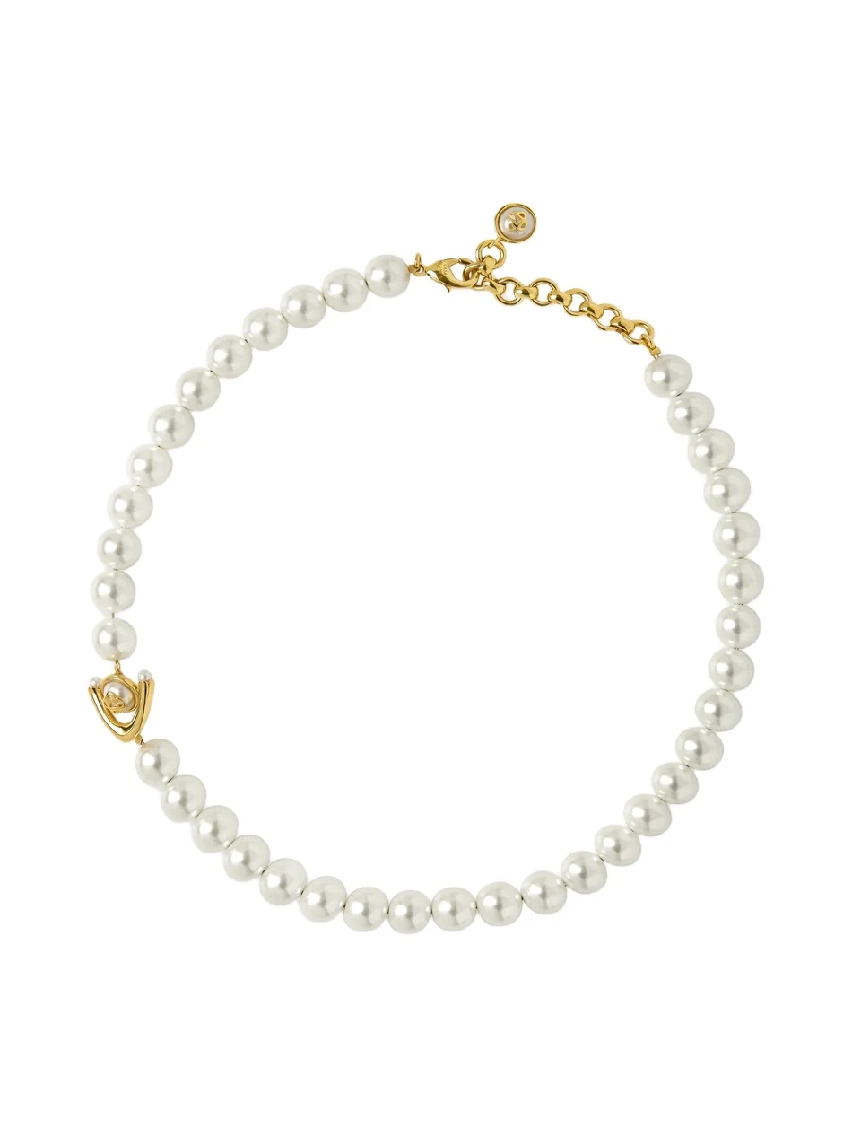 Gold & White Lotus Pearl Necklace