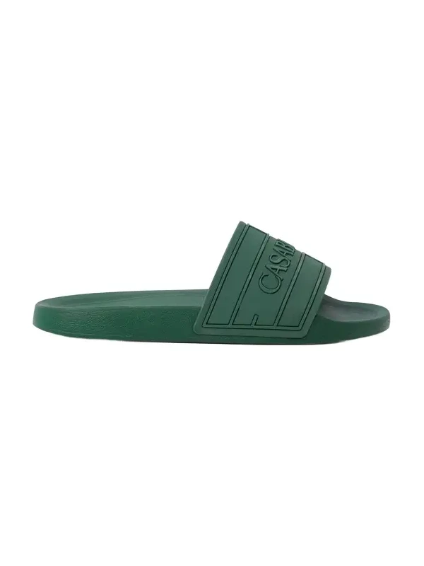 Green Logo Pool Slides Green Logo Pool Slides