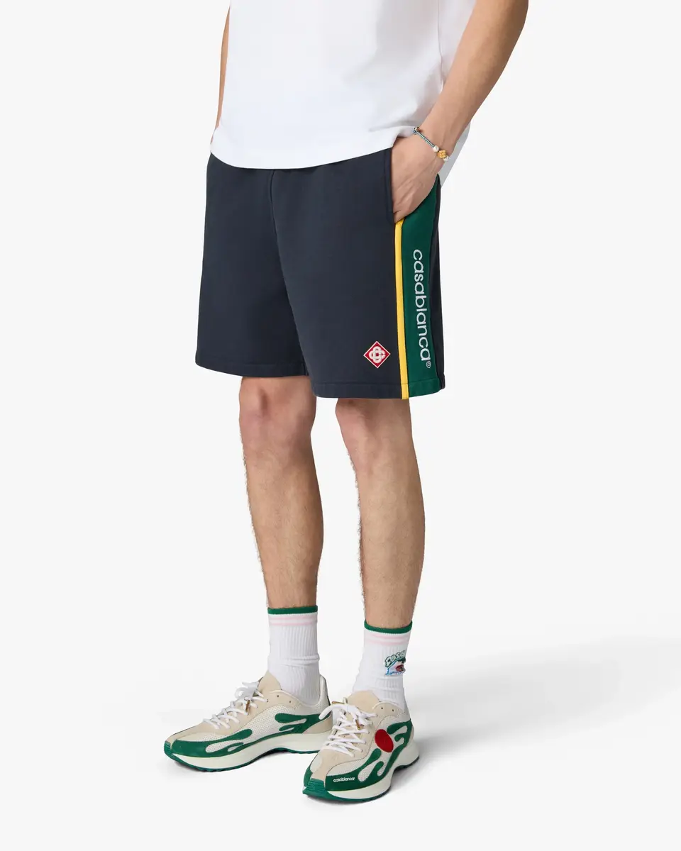 Casablanca Navy & Green Panelled Sweatshorts | Thumbnail 2
