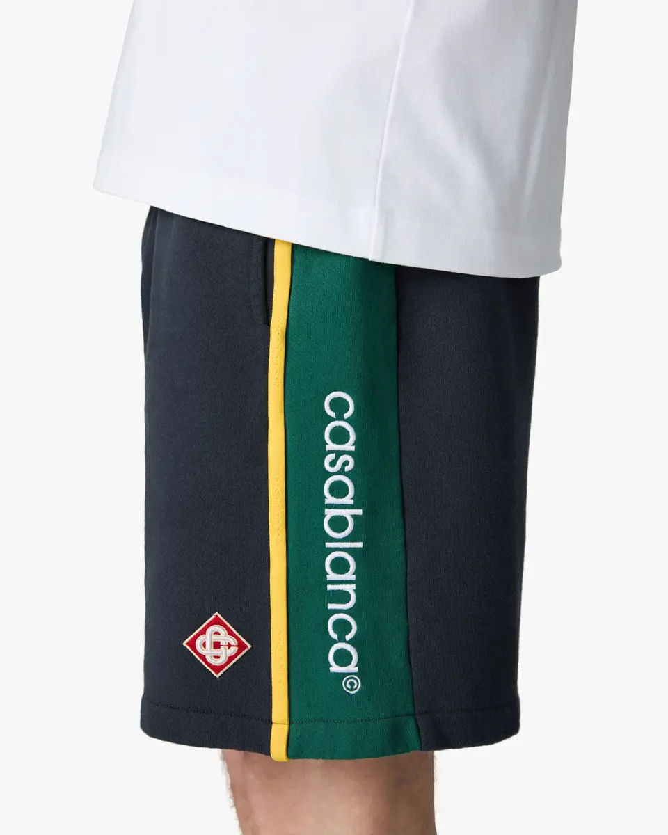 Casablanca Navy & Green Panelled Sweatshorts | Thumbnail 3