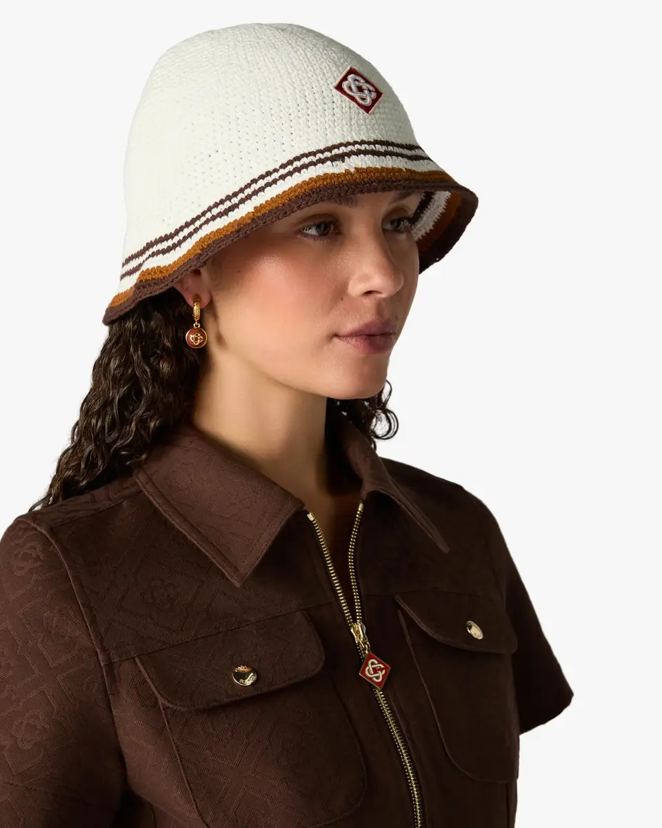 Casablanca White & Brown Stripe Crochet Hat | Thumbnail 3 Casablanca White & Brown Stripe Crochet Hat | Thumbnail 3