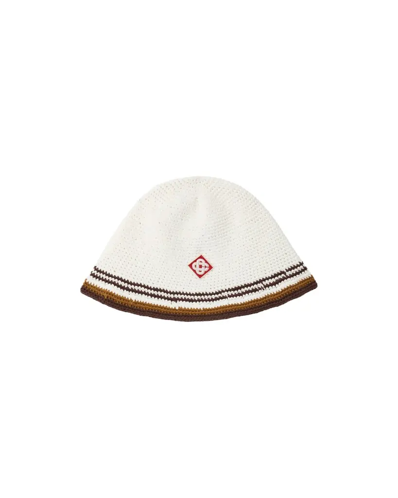 White & Brown Stripe Crochet Hat White & Brown Stripe Crochet Hat