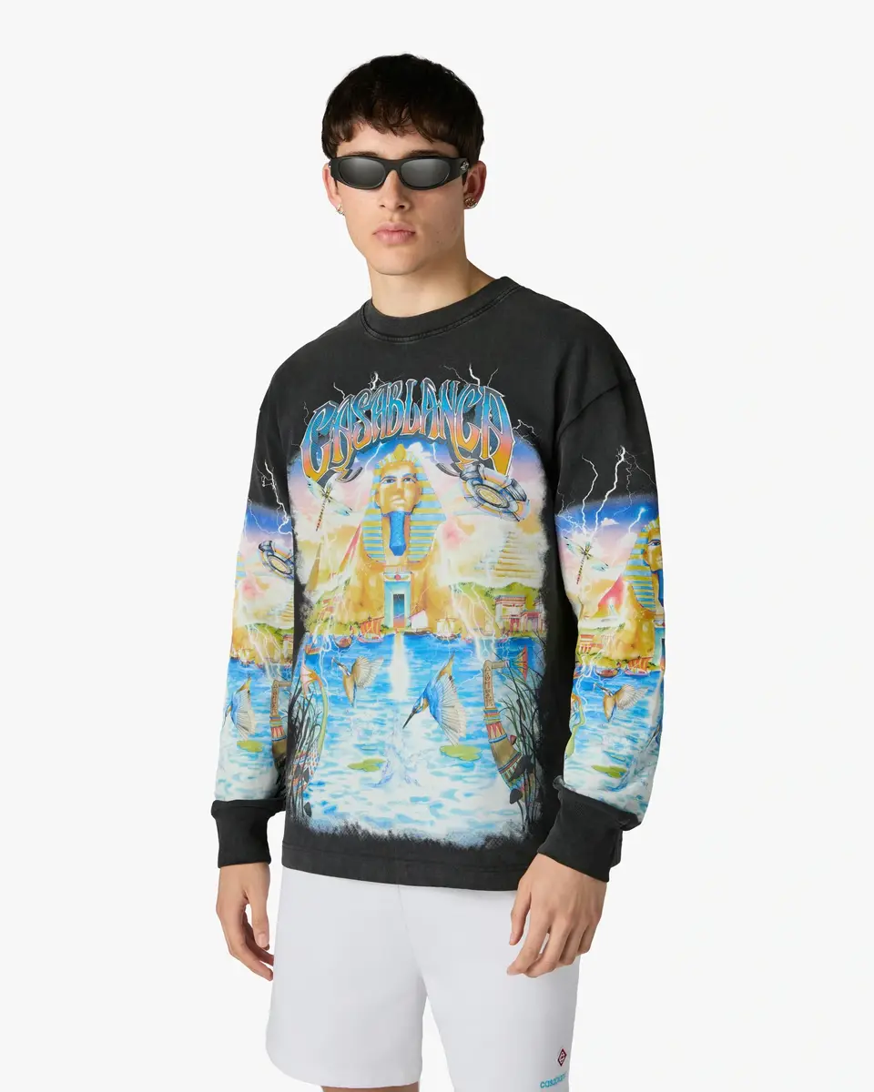 Casablanca Black Egypt As It Was Long Sleeve T-Shirt | Thumbnail 4 Casablanca Black Egypt As It Was Long Sleeve T-Shirt | Thumbnail 4