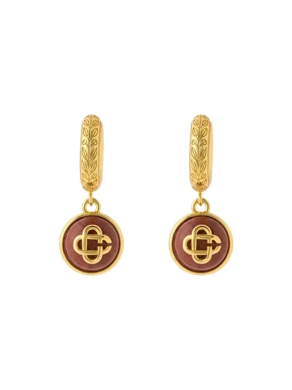 Gold & Red Sphere Ear Hoops Gold & Red Sphere Ear Hoops