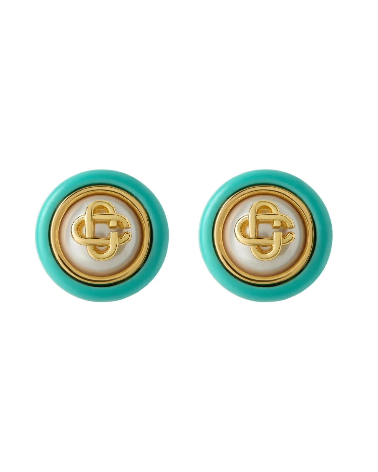 Casablanca Gold & Turquoise Pearl Studs