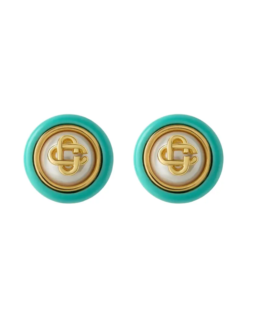 Casablanca Gold & Turquoise Pearl Studs