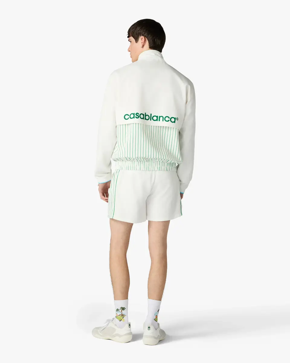 Casablanca White & Green Floral Striped Sporty Windbreaker Jacket | Thumbnail 3 Casablanca White & Green Floral Striped Sporty Windbreaker Jacket | Thumbnail 3