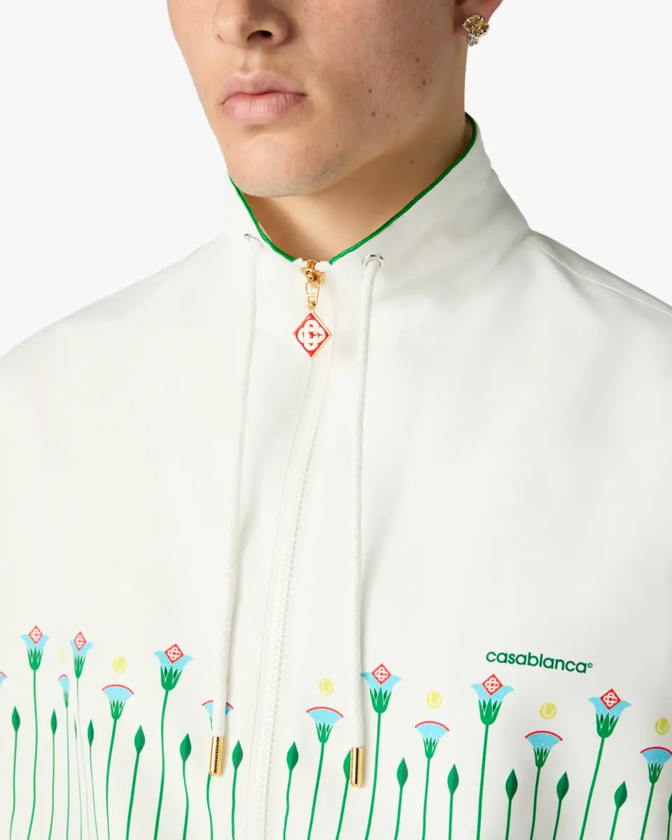 Casablanca White & Green Floral Striped Sporty Windbreaker Jacket | Thumbnail 5 Casablanca White & Green Floral Striped Sporty Windbreaker Jacket | Thumbnail 5
