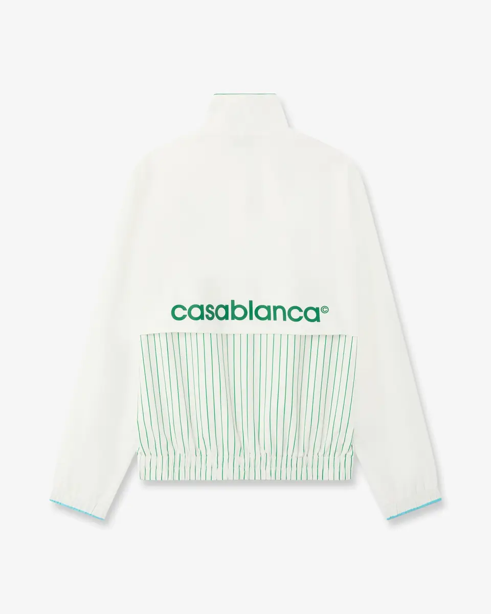 Casablanca White & Green Floral Striped Sporty Windbreaker Jacket | Thumbnail 6 Casablanca White & Green Floral Striped Sporty Windbreaker Jacket | Thumbnail 6