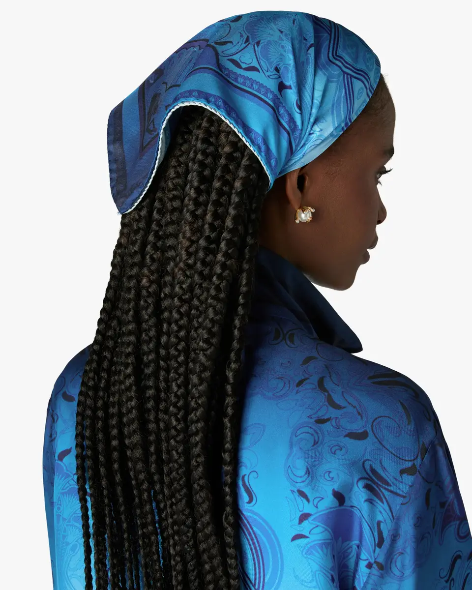 Casablanca Blue Gradient Egyptian Rug Medium Silk Scarf | Thumbnail 2