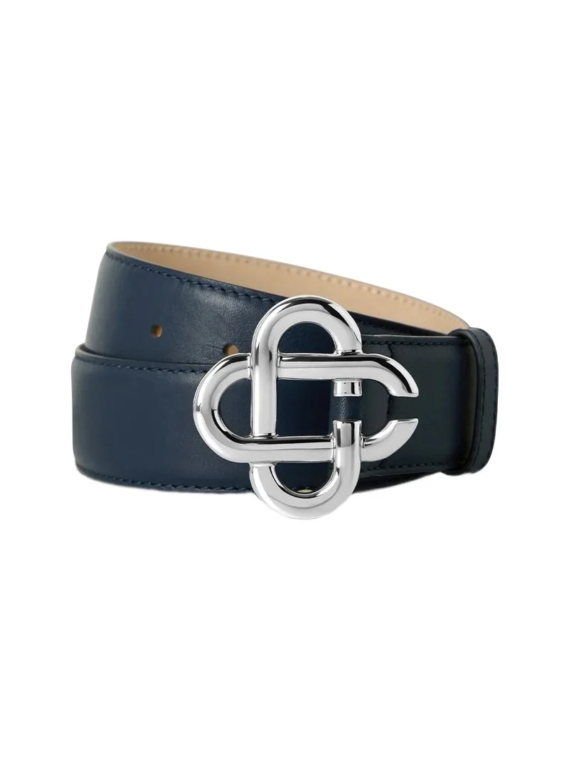 Casablanca Navy & Silver Classic Leather CC Logo Belt
