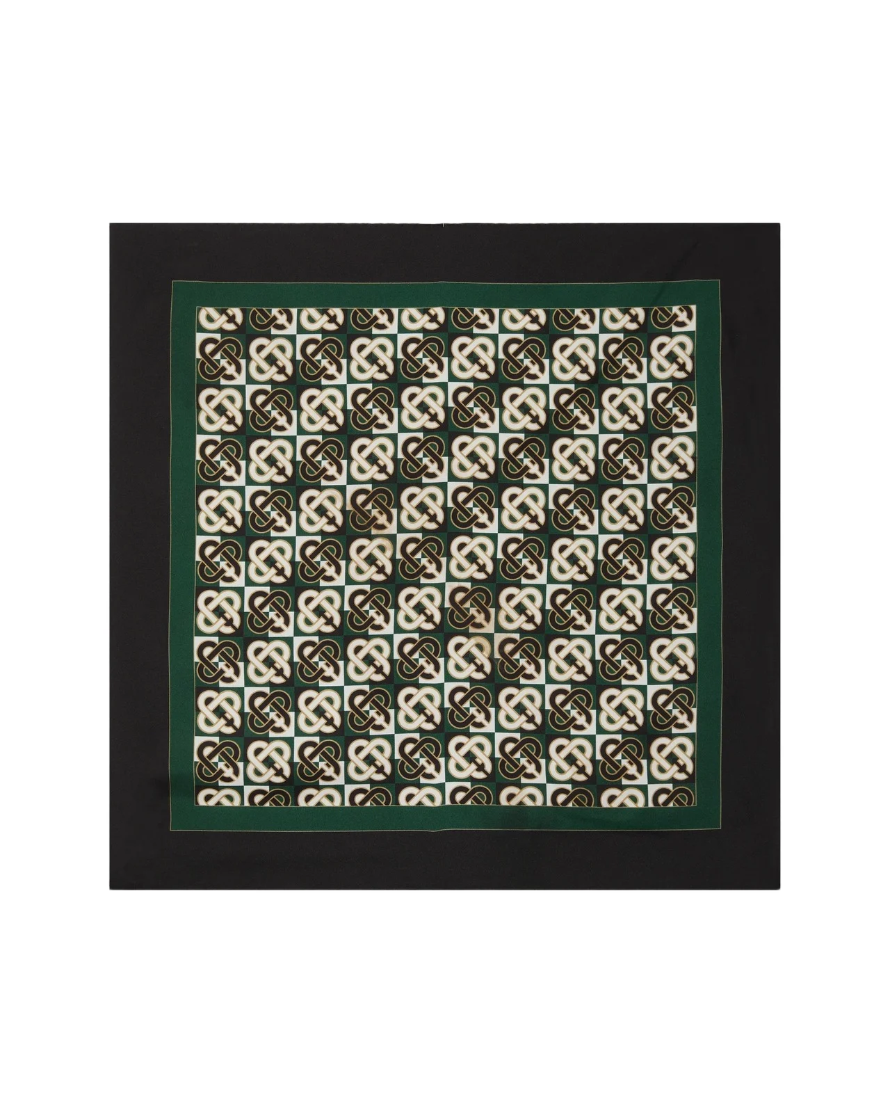 Green & Navy Check Monogram Medium Silk Scarf Green & Navy Check Monogram Medium Silk Scarf