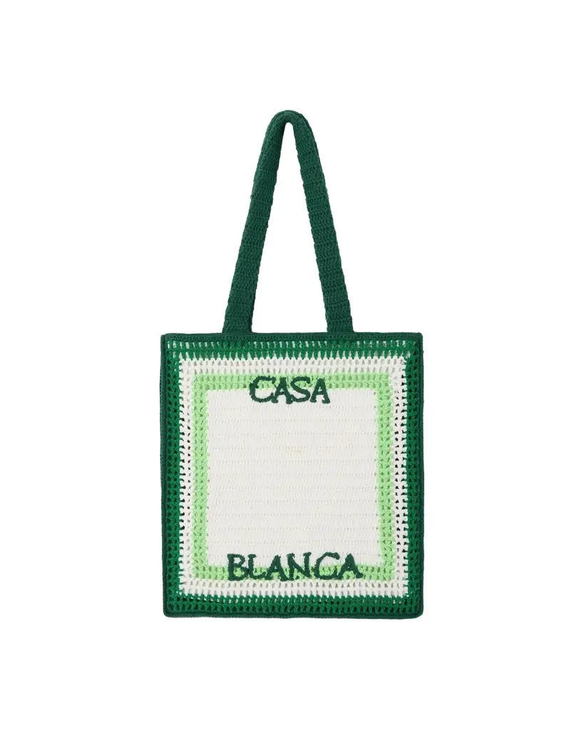Casablanca White & Green Crochet Bag