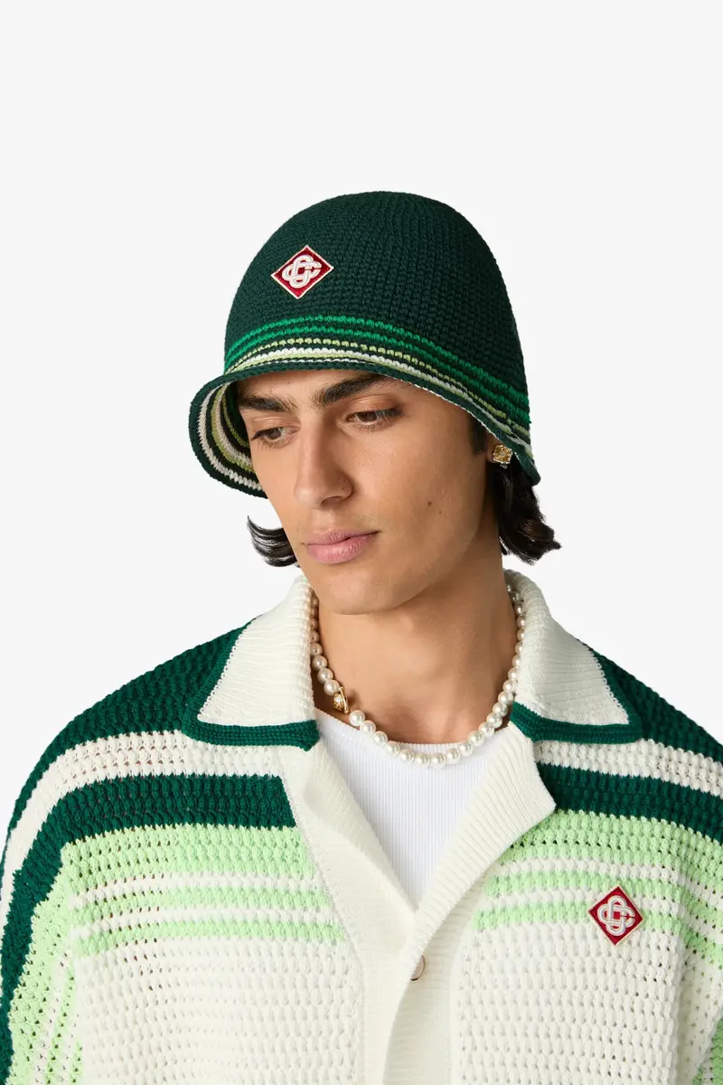 Casablanca Green Striped Crochet Hat | Thumbnail 2