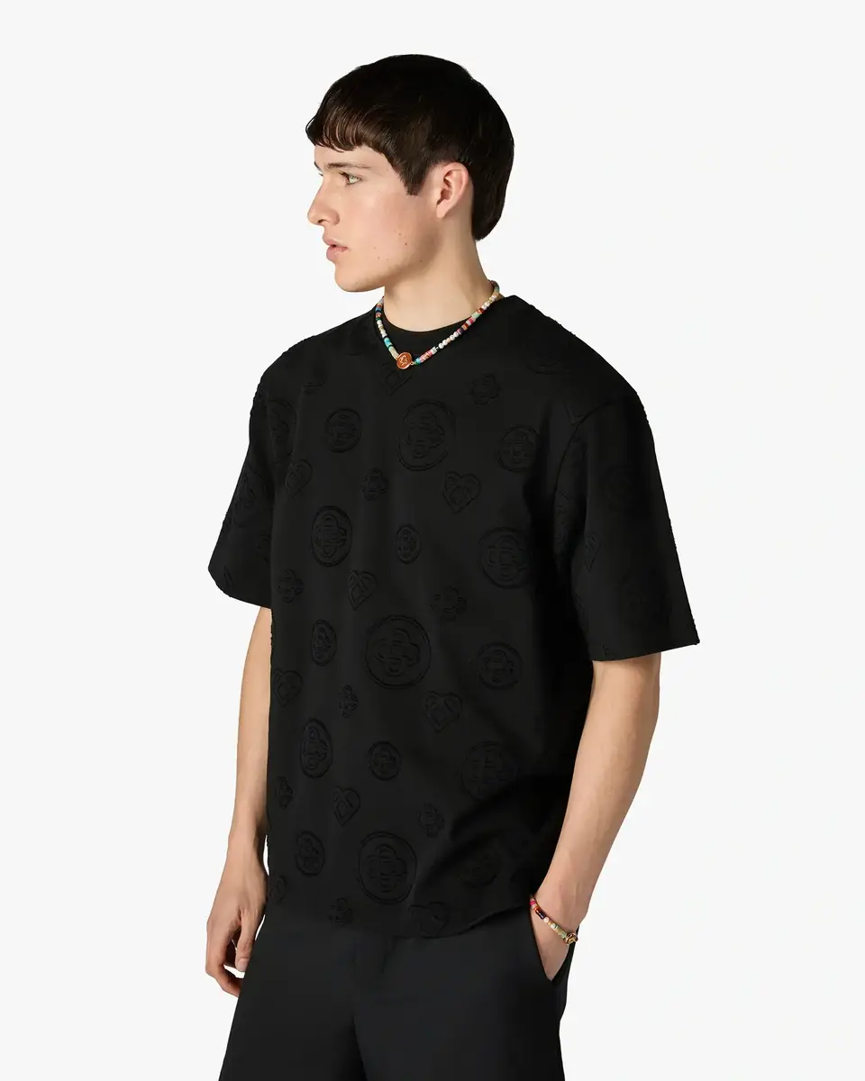 Casablanca Black Applique Monogram Oversized Short Sleeve T-Shirt | Thumbnail 4 Casablanca Black Applique Monogram Oversized Short Sleeve T-Shirt | Thumbnail 4