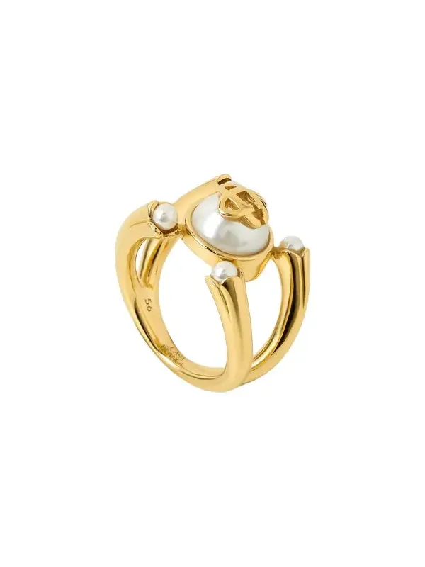 Casablanca Gold & White Lotus Pearl Ring