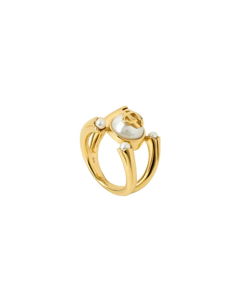 Casablanca Gold & White Lotus Pearl Ring