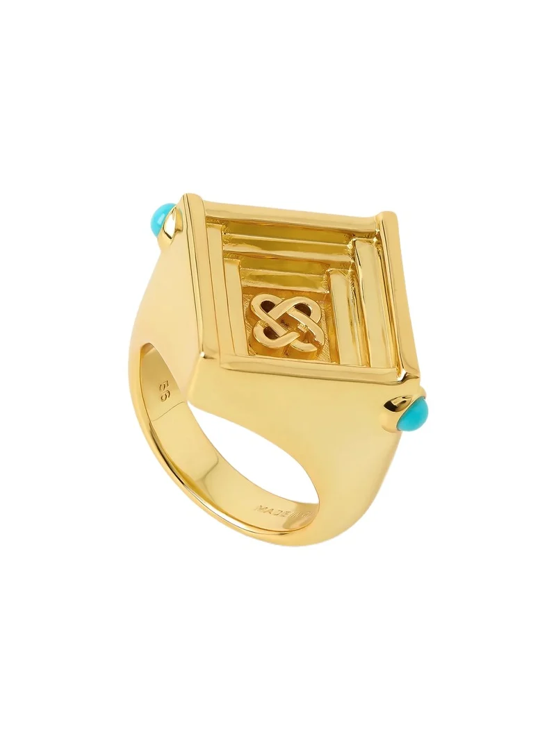 Casablanca Gold & Green Wrapped Signet Ring