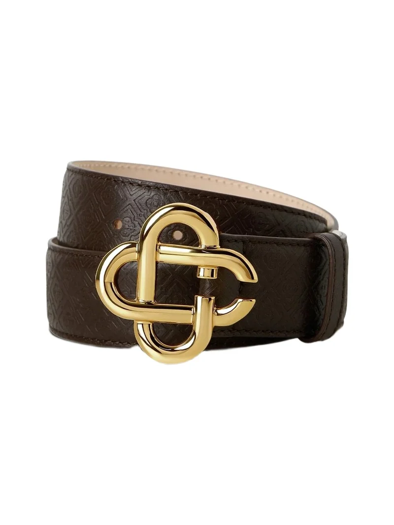 Casablanca Brown & Gold Leather Monogram CC Belt
