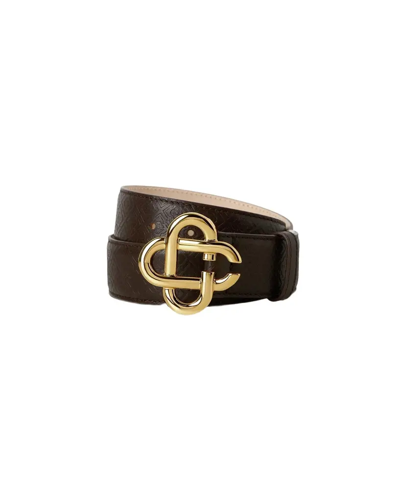 Casablanca Brown & Gold Leather Monogram CC Belt