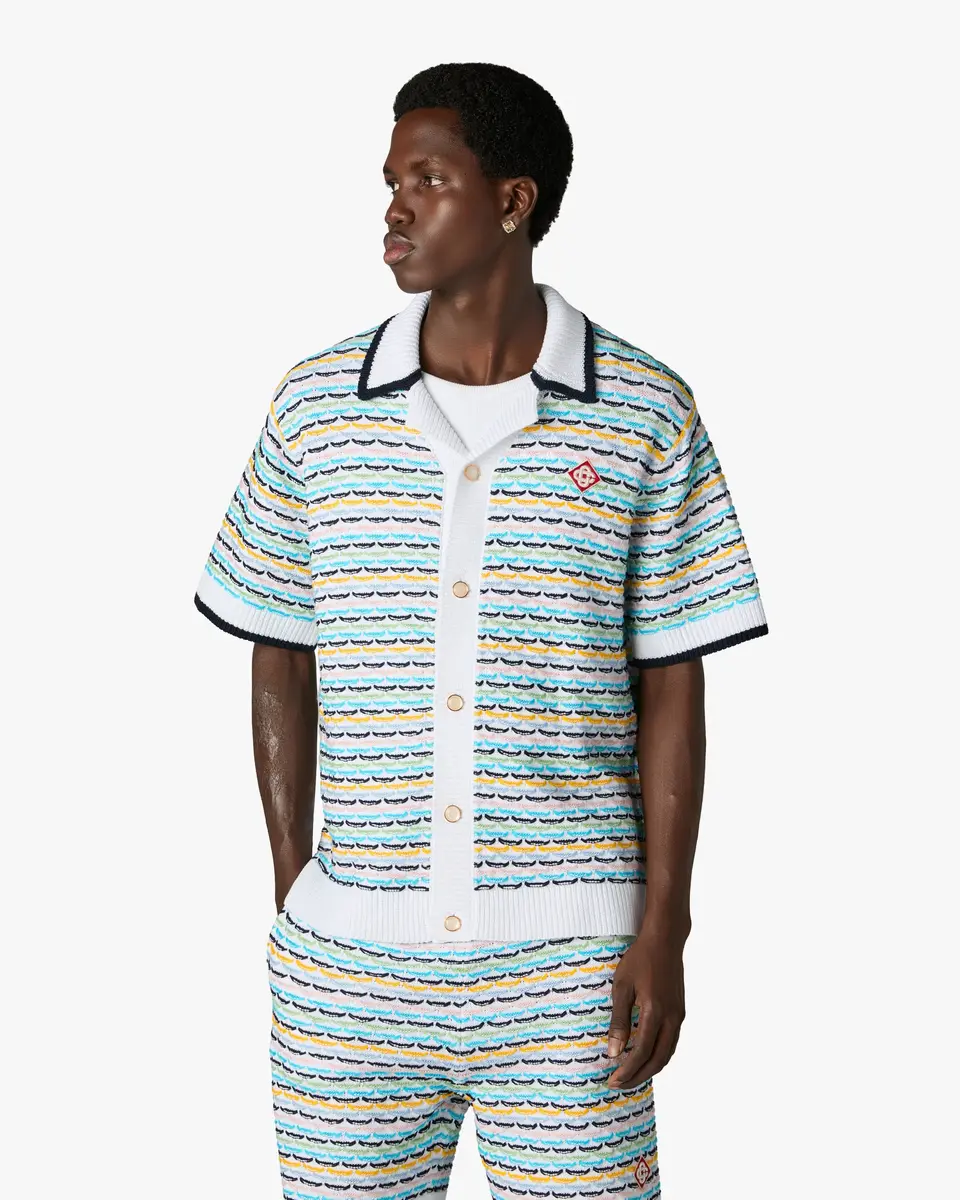 Casablanca Multicolour Crochet Tuck Stitch Short Sleeve Shirt | Thumbnail 4